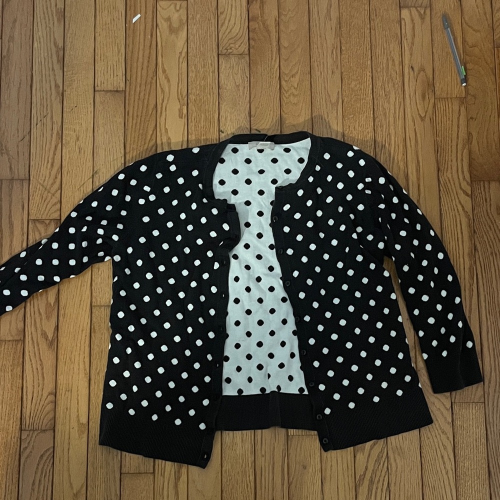 LOFT Black and White Polka Dot Sweater